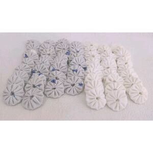 60 Fabric Yo Yos 1 1/8" Cotton Striped Blue Leaf White Craft Quilt Toys Runner